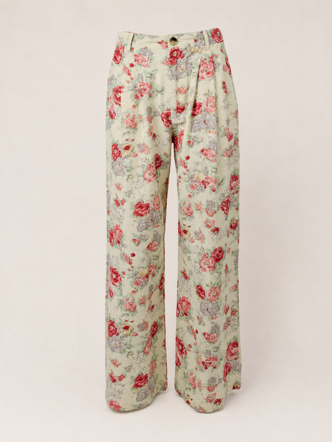 Pantalone di Cotone Largo Vita Media Fantasia Maison Hotel