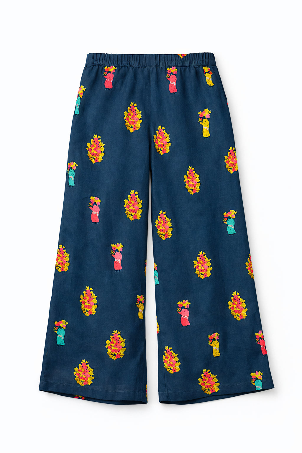 Pantalone in Cotone Leggero Fantasia Navy Fennel, Nimo with Love